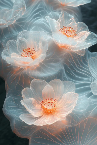 莲花与荷叶玻璃雕塑