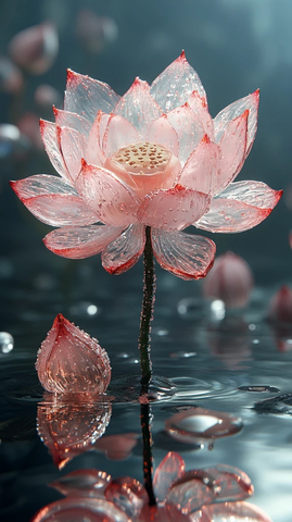 透明玻璃莲花背景图