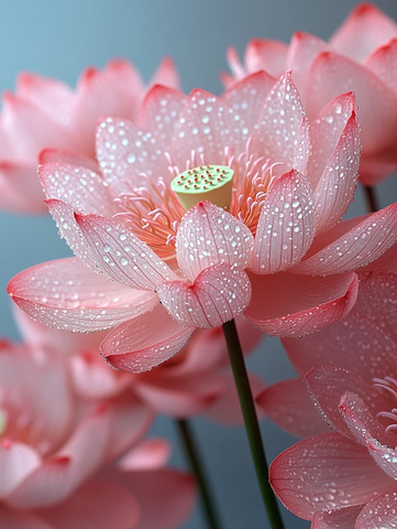 莲花花瓣露珠细节