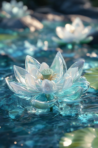 蓝色水晶水莲花元素