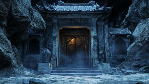 山间神秘古石门建筑