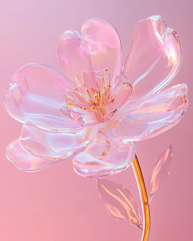 透明塑料花粉色背景