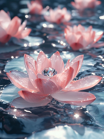 水晶阶梯钻石莲叶水滴