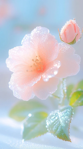 玫瑰水滴光透视摄影