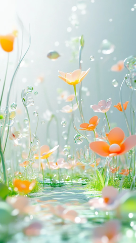 玻璃花花园水草鱼儿