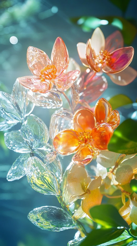 玻璃花叶夏秋交错