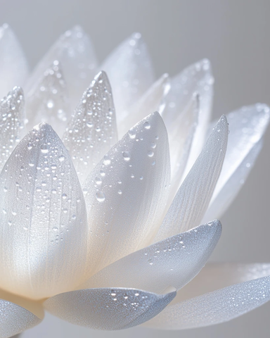 银色莲叶露珠闪耀