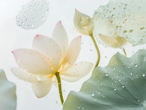 莲花叶水滴金光