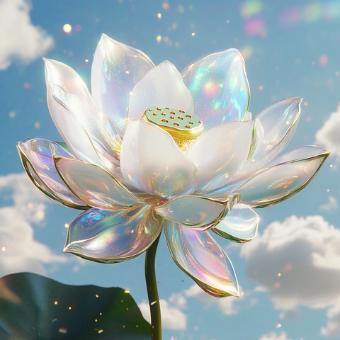 金色露珠莲花蓝空背景