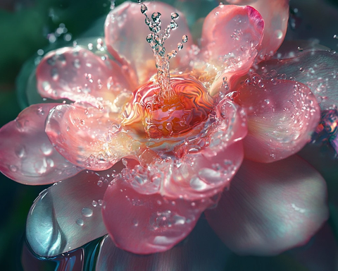 粉色花心喷涌小喷泉