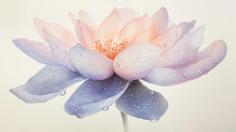 中心花朵与晨露水珠