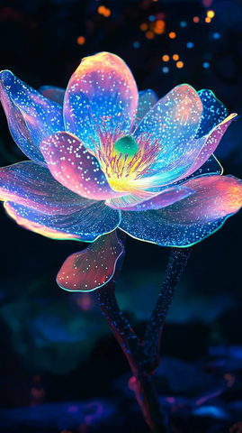 荧光花朵蓝粉黄配色