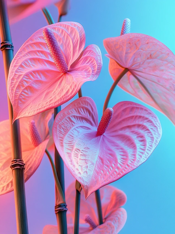 粉色花竹近摄照片