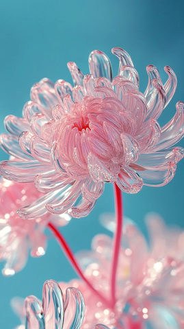 透明菊花花球悬浮天空