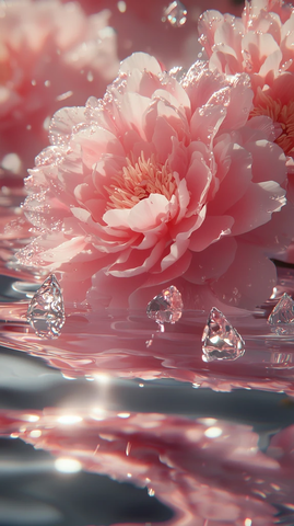 粉红芍药水晶水滴