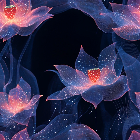 发光莲花纤维刺绣画