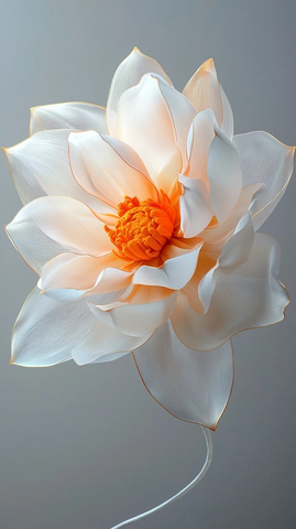丝质白花橙黄芯灰背景