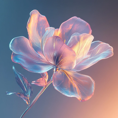 晶莹花朵散发柔和光芒