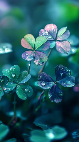 四叶草盛开圣洁氛围