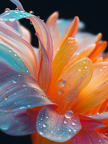 菊花花瓣水滴细节