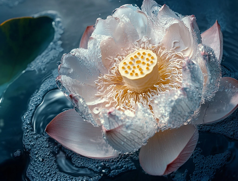 莲花水浮细节特写