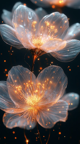 夜空烟花金色伞状绽放