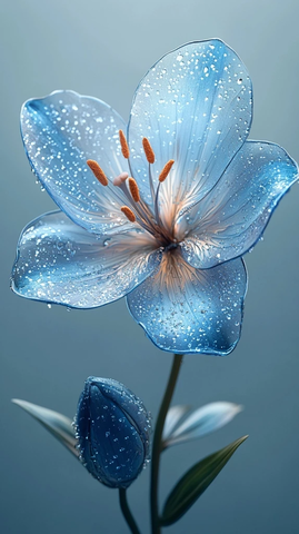 玻璃花瓣蓝百合特写