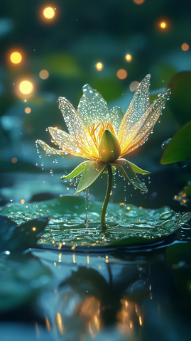 小仙女水舞游泳浮莲叶