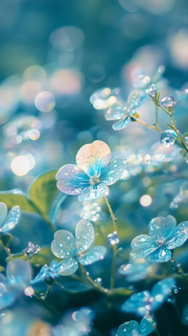 月光下玻璃般花瓣的花海