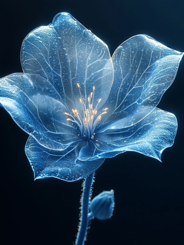 玻璃光泽花朵绽放