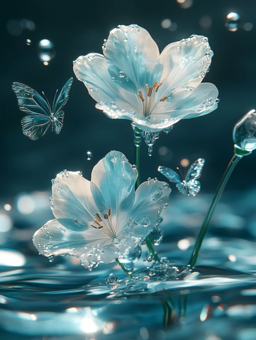 水滴花瓣蝴蝶浅海