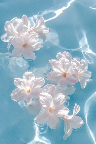 水面上浮动风信子花朵