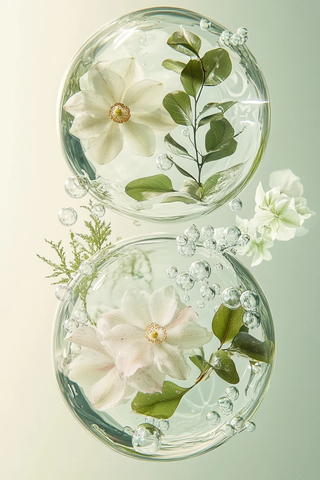 玻璃圆球浮花水景