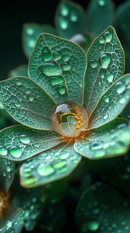 露珠绿叶自然细节