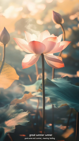 大暑时节莲叶莲花图