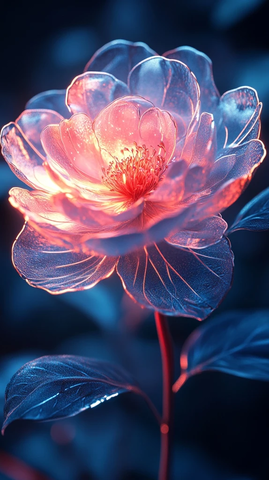 圣洁牡丹玻璃质感特写