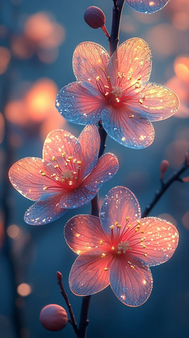 独特花朵与日出背景