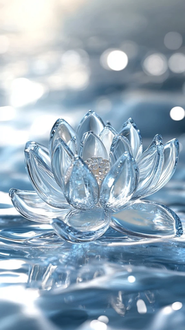 冰莲透明花瓣冰晶背景
