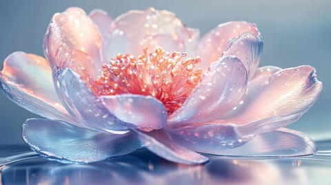 牡丹花渲染透明水晶