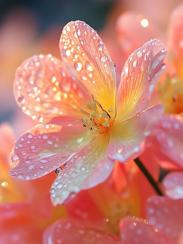 透明花瓣晶莹露珠