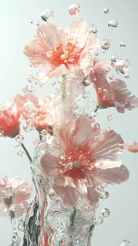 液体有机花朵特写