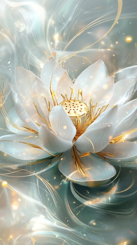 金色边缘白莲梦幻壁纸