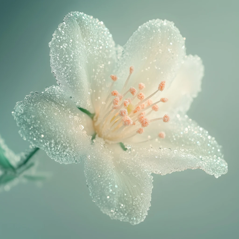 盐晶覆盖的白色橙花