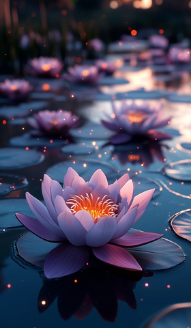 紫夜星空宁静池塘