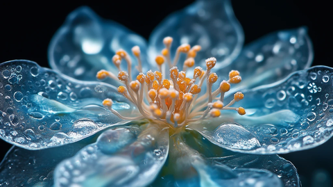 雪花微距摄影银蓝色调
