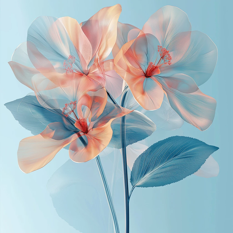 花卉与半透明叶片