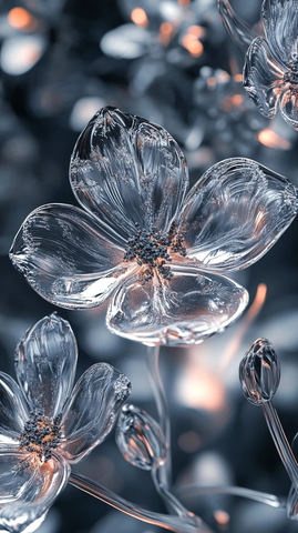 水晶花卉银色分形玻璃反射