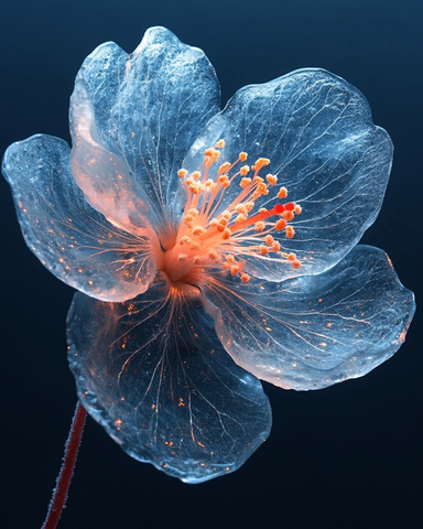 冰雕花与深蓝背景