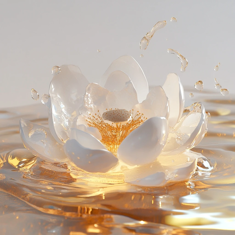 白色池花与金色油滴