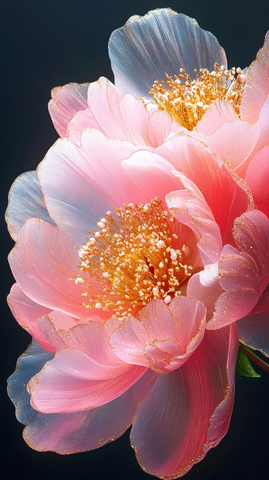 粉色透明芍药花高清摄影